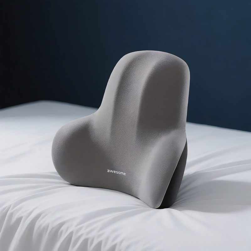Coussin Lombaire Gris 2-en-1 Mémoire de Forme Orthopédique